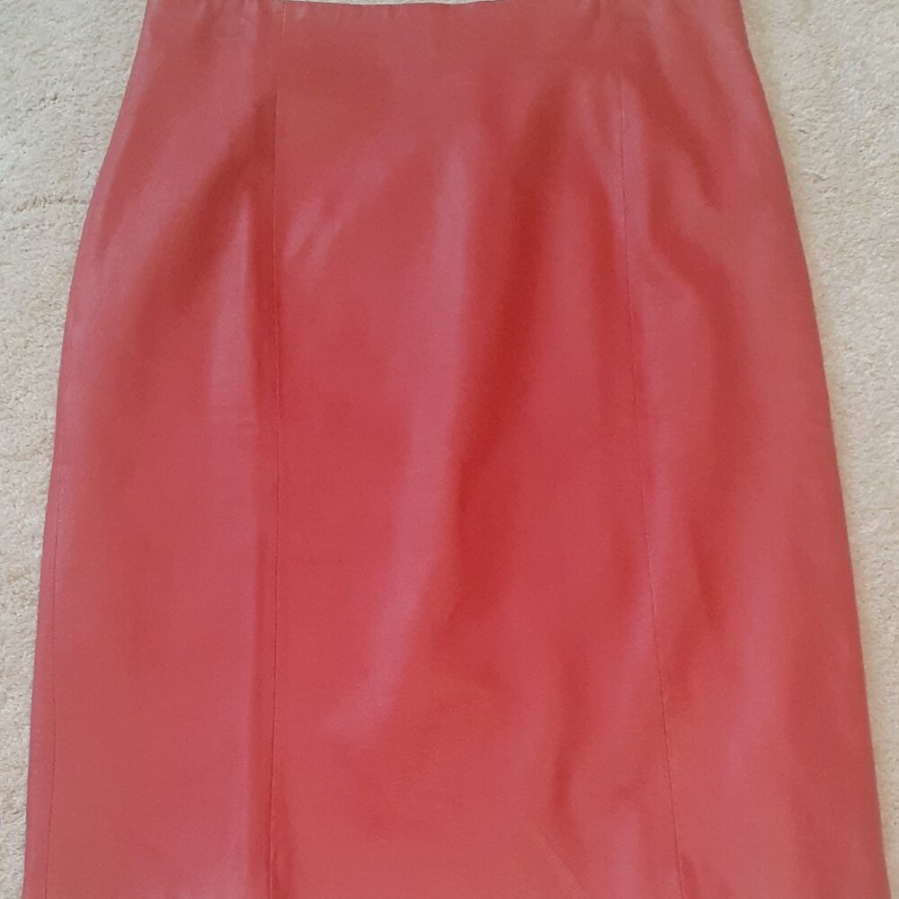 Metrostyle red leather skirt